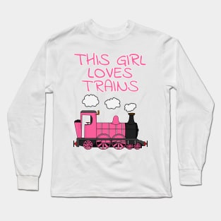 This Girl Loves Trains, Pink Steam Train Long Sleeve T-Shirt